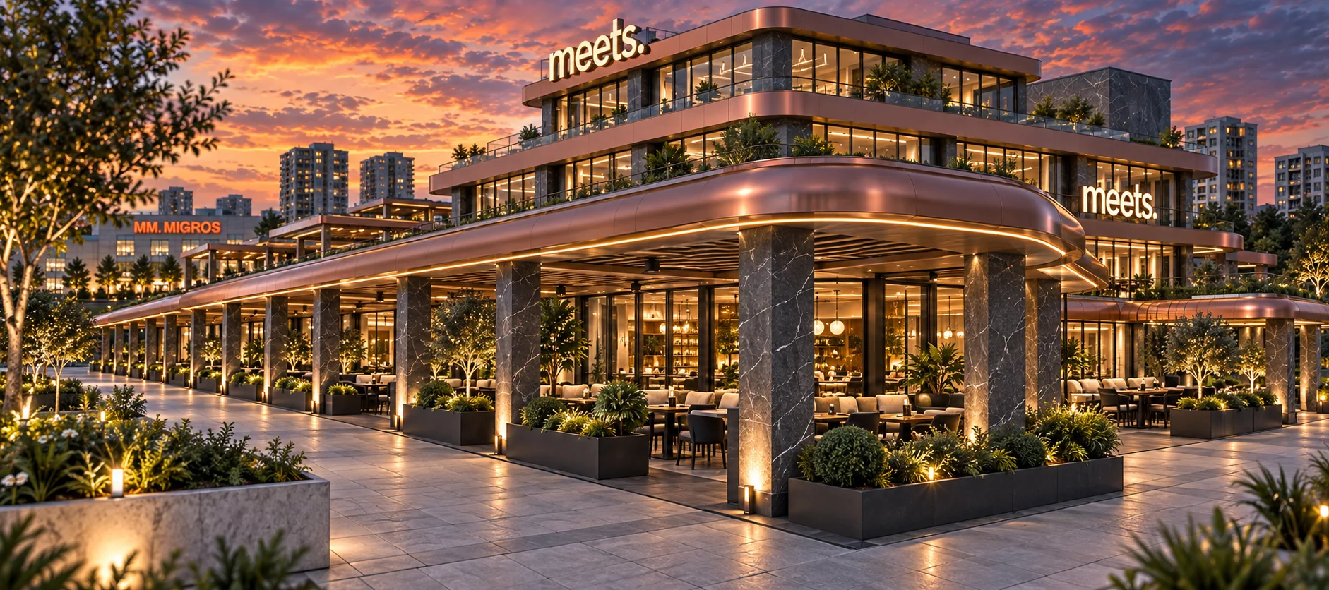 Meets İncek dükkanlarının dış cephe görünümü